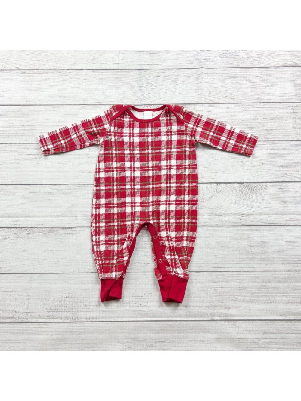 Tesa Babe Red Plaid Christmas Baby Pajamas Long Sleeve Romper 12-18 Months